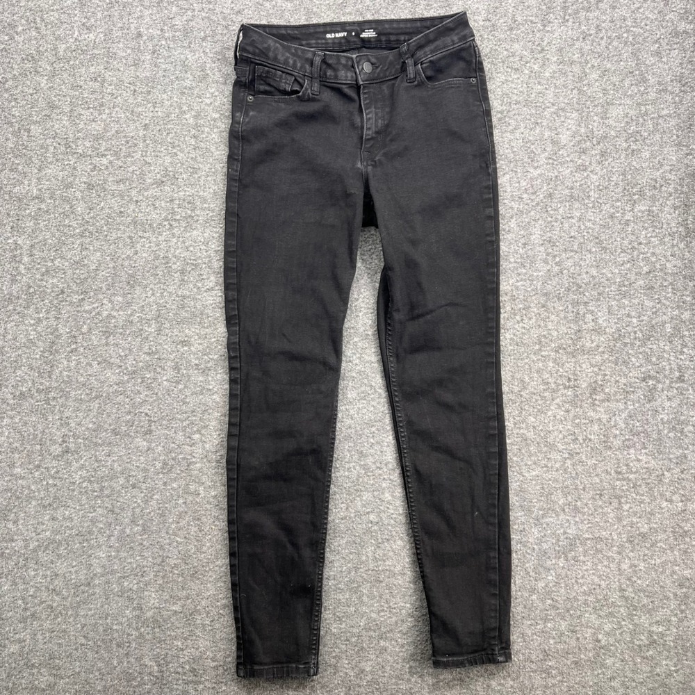 Old Navy Rockstar Super Skinny Jeans Womens 8 Mid-Rise Faded Black Denim Pants